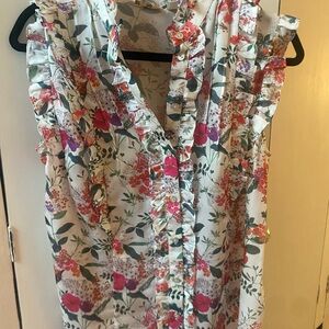 Ted Baker Cream Ruffled Sleeveless Blouse